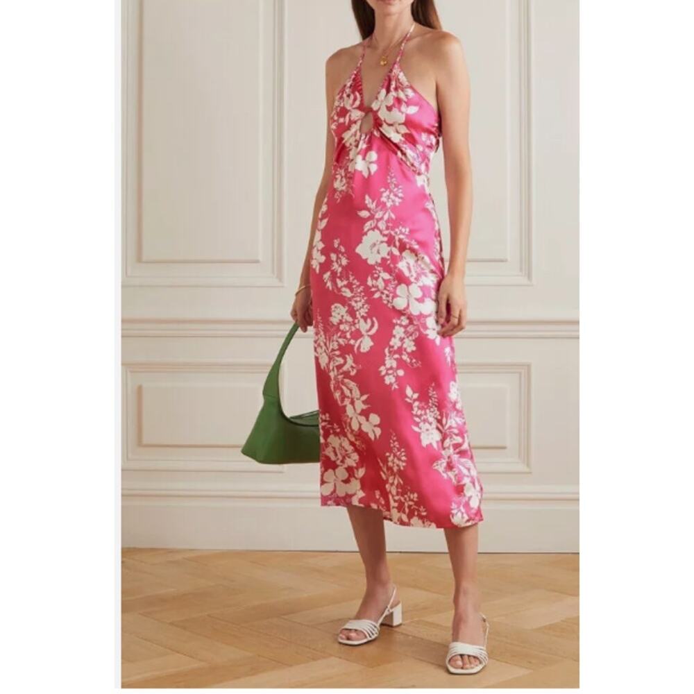 Reformation Womens Antoni Midi Silk Dress Multicolor Size 10 NWT